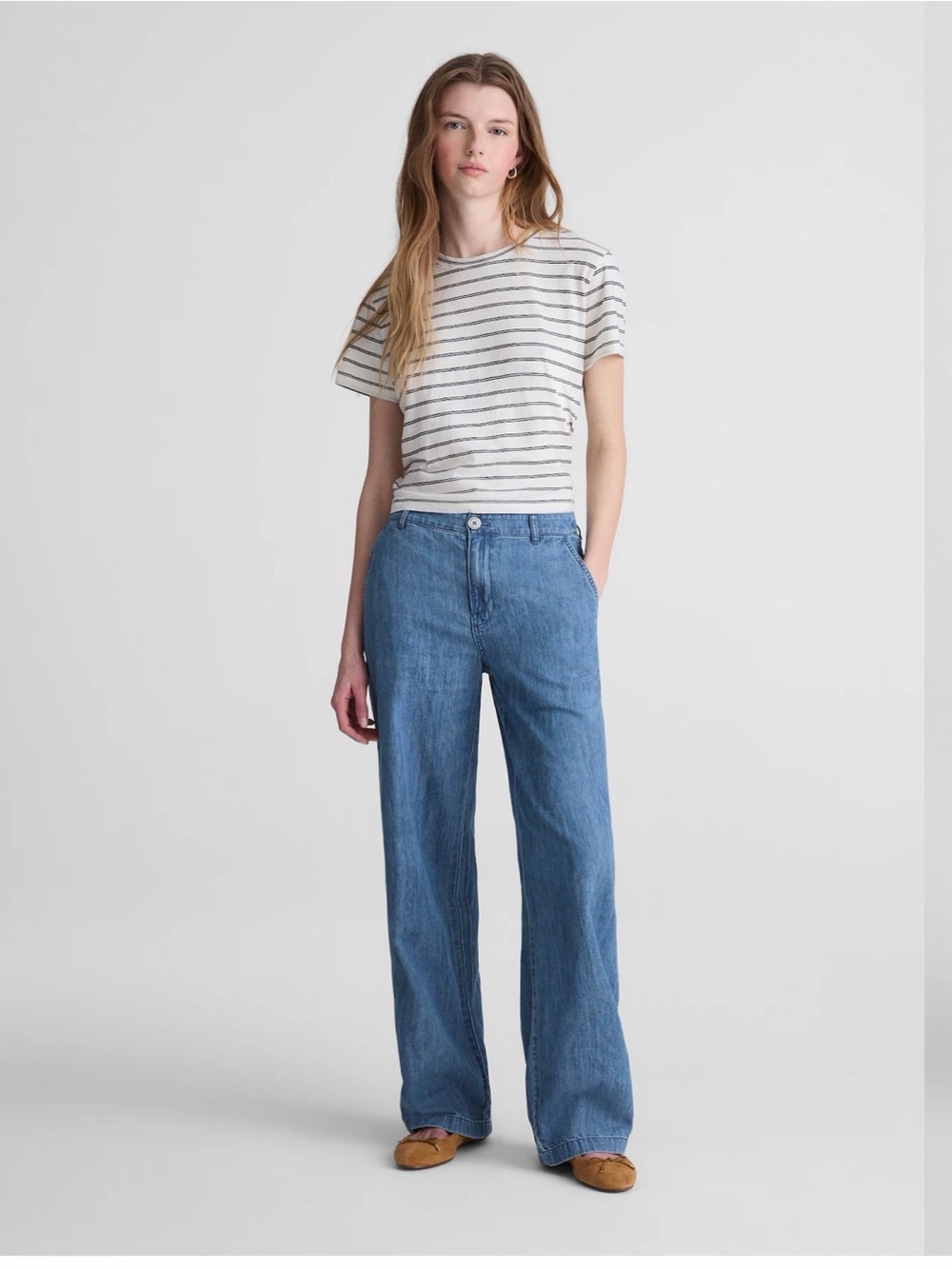 Madewell Size 4 AIRY ZOE DENIM TROUSER PANT
